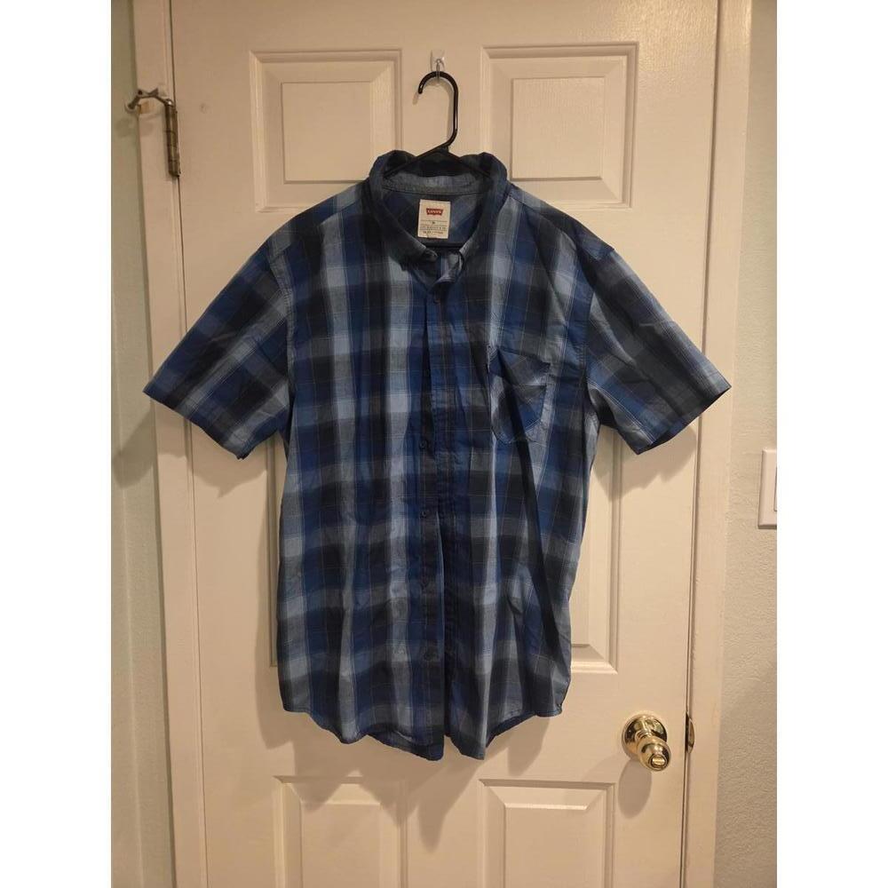 XXL Levi's Men's Blue Plaid Short Sleeve Button-Up Shirt